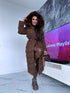 Long WINTER jacket with down hood - chocolate brown PRE-ORDER
